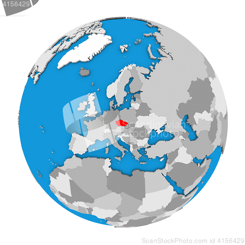 Image of Czech republic on globe