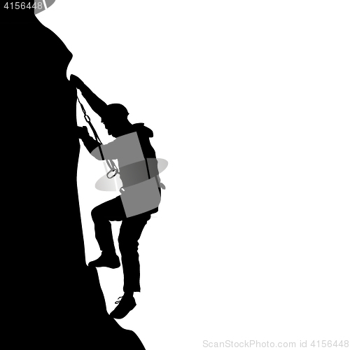 Image of Black silhouette rock climber on white background. illustration