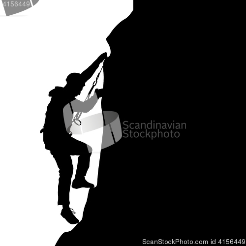 Image of Black silhouette rock climber on white background. illustration