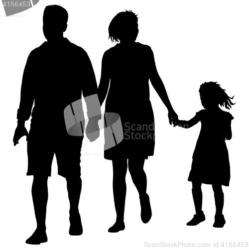Image of Set silhouette of happy family on a white background. illustration.