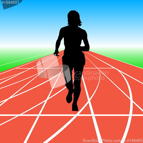 Image of Silhouettes. Runners on sprint, women. illustration