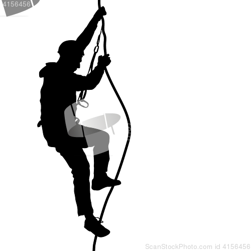 Image of Black silhouette rock climber on white background. illustration