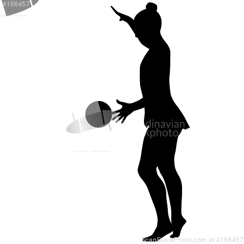 Image of Silhouette girl gymnast with the ball. illustration