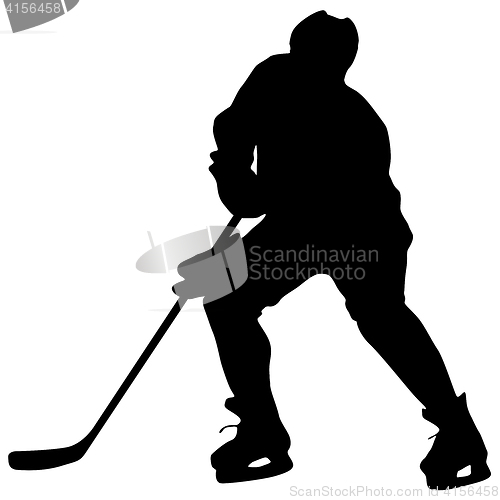 Image of Silhouette of hockey player. Isolated on white. illustrations