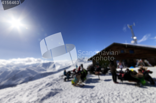 Image of Blurry outdoor cafe at ski resort not in focus