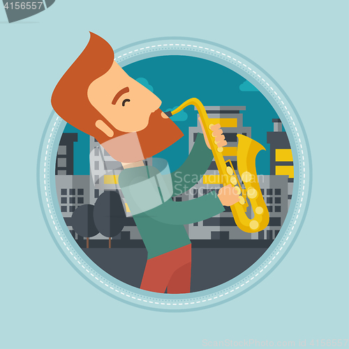 Image of Musician playing saxophone vector illustration.