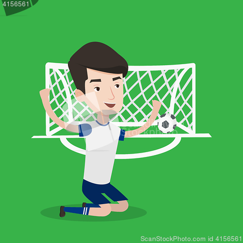 Image of Soccer player celebrating scoring goal.