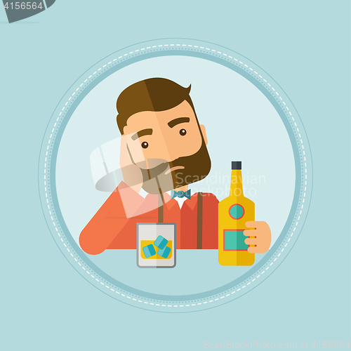 Image of Man drinking alone at the bar vector illustration.