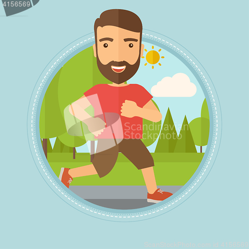Image of Young man running in the park vector illustration.
