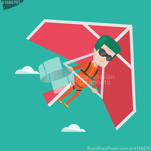 Image of Man flying on hang-glider vector illustration.