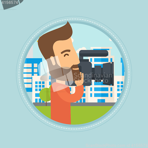 Image of Cameraman with video camera vector illustration.