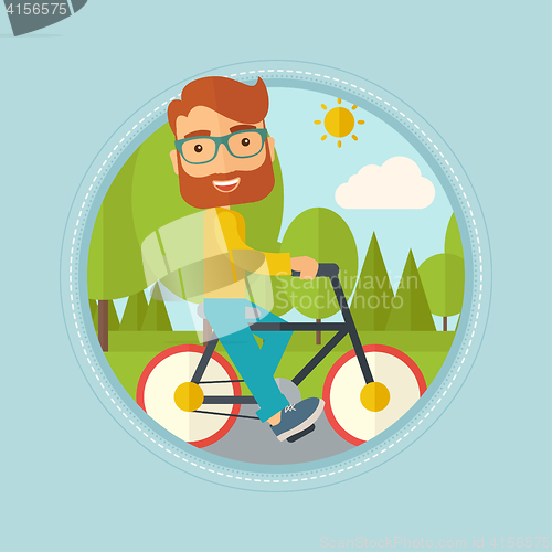Image of Man riding bicycle in the park vector illustration