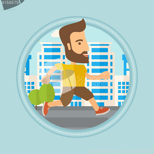 Image of Young man running in the city vector illustration.