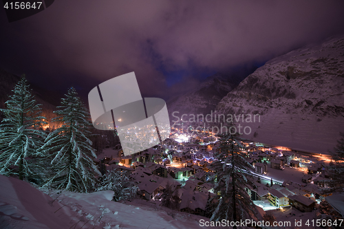 Image of aerial view on zermatt valley and matterhorn peak