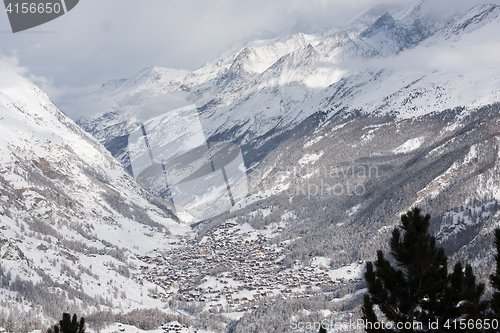 Image of aerial view on zermatt valley and matterhorn peak