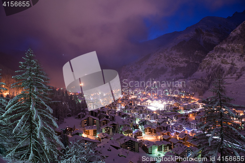 Image of aerial view on zermatt valley and matterhorn peak