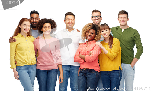 Image of international group of happy smiling people