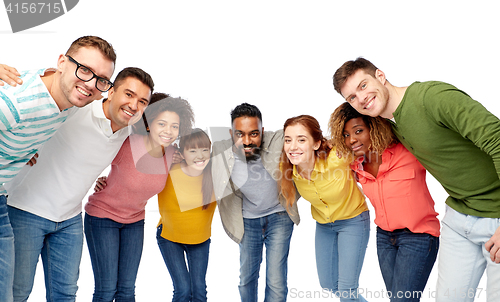 Image of international group of happy smiling people