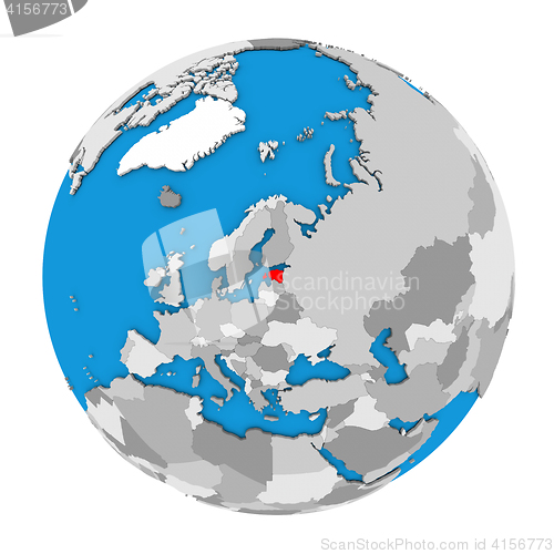 Image of Estonia on globe