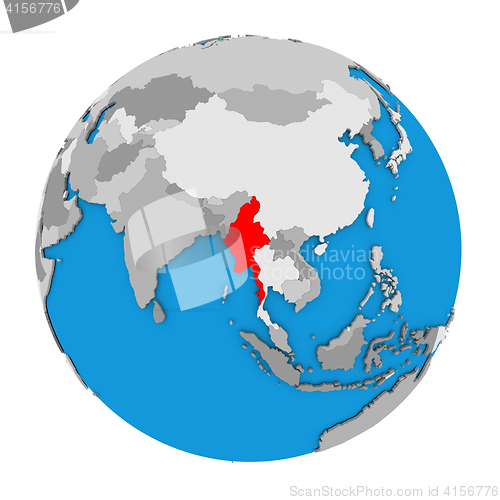 Image of Myanmar on globe