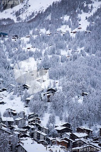 Image of aerial view on zermatt valley and matterhorn peak