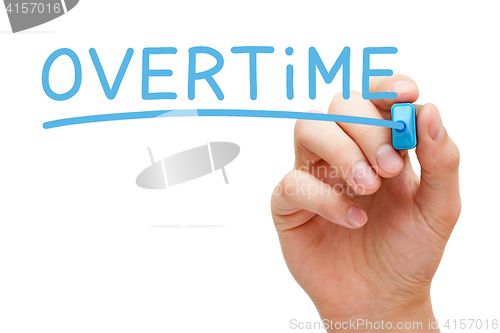 Image of Overtime Handwriting With Blue Marker