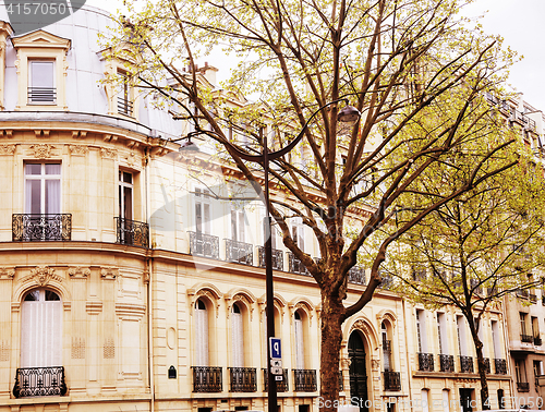 Image of houses on french streets of Paris. citylife concept