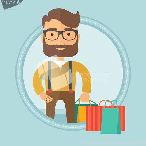 Image of Man with shopping bags vector illustration.