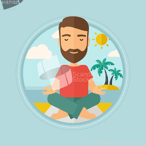 Image of Man meditating in lotus pose vector illustration.