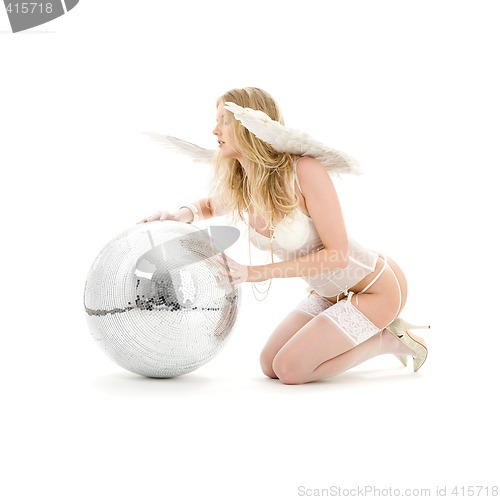 Image of lingerie angel with disco ball