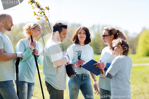 Image of group of volunteers planting trees in park