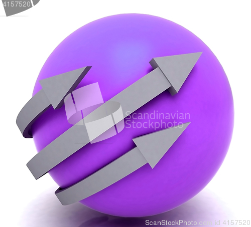 Image of Arrows Purple Sphere Shows Direction