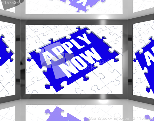 Image of Apply Now On Screen Showing Job Recruitment