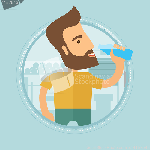 Image of Sportive man drinking water vector illustration.