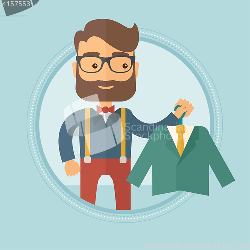 Image of Shopper holding suit jacket vector illustration.