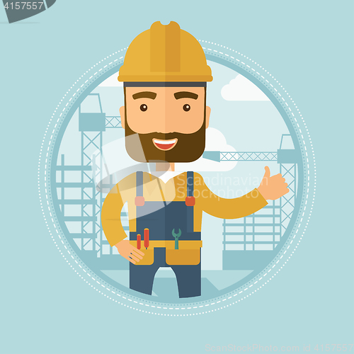 Image of Builder giving thumb up vector illustration.