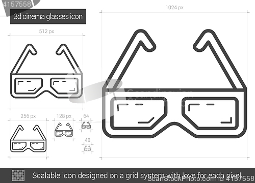 Image of Three d cinema glasses line icon.