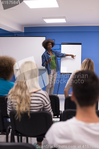 Image of Black woman Speaker Seminar Corporate Business Meeting Concept