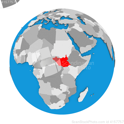 Image of South Sudan on globe