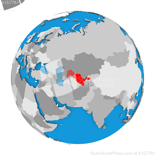 Image of Uzbekistan on globe