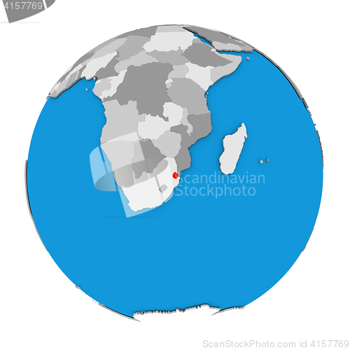 Image of Swaziland on globe