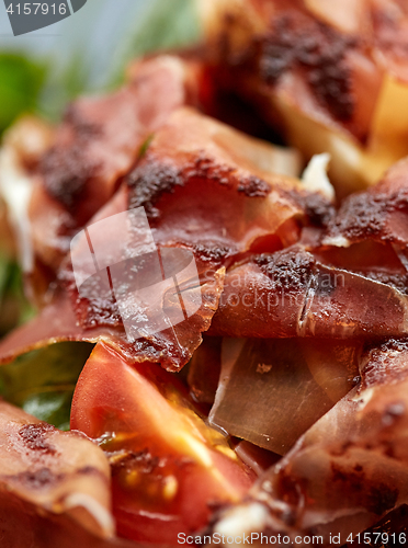 Image of close up of prosciutto ham salad