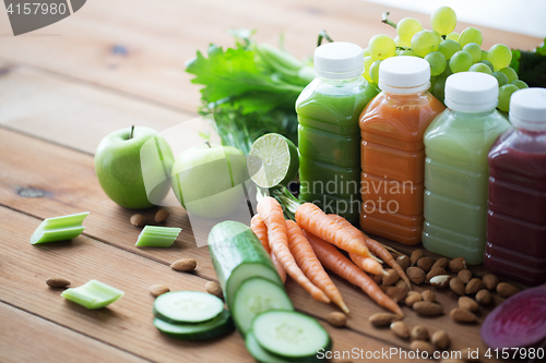 Image of bottles with different fruit or vegetable juices