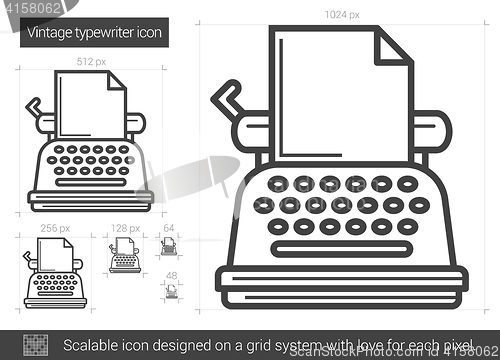 Image of Vintage typewriter line icon.