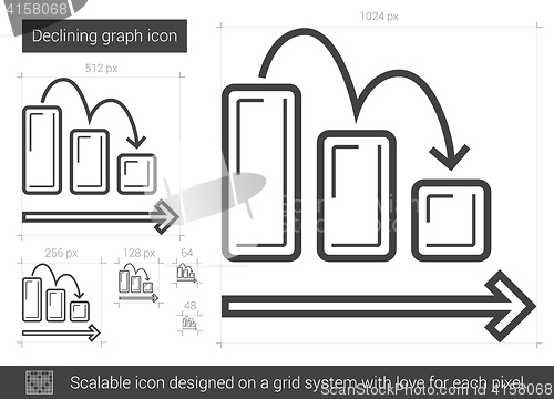 Image of Declining graph line icon.