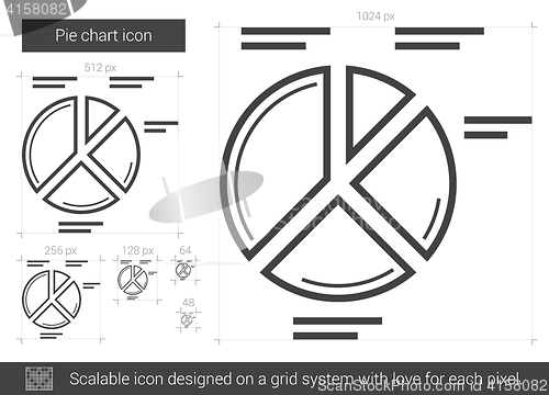 Image of Pie chart line icon.