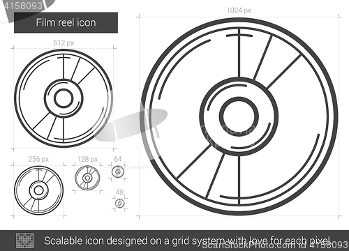 Image of Film reel line icon.