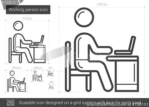 Image of Working person line icon.