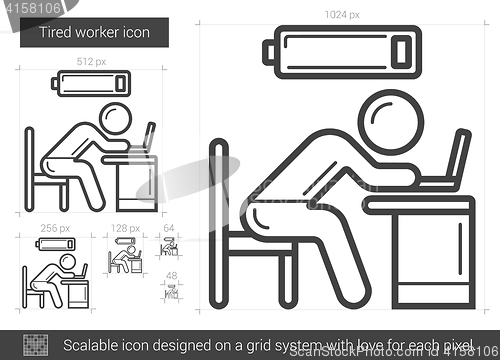 Image of Tired worker line icon.