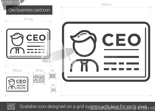 Image of CEO business card line icon.